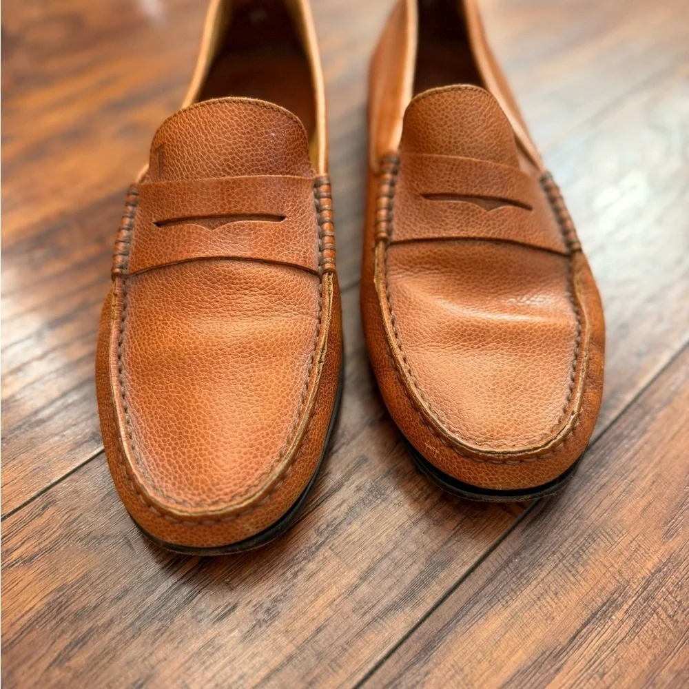 Tod's Men’s Brown Drivers Classic Grained Leather Penny Loafers | Size 8.5